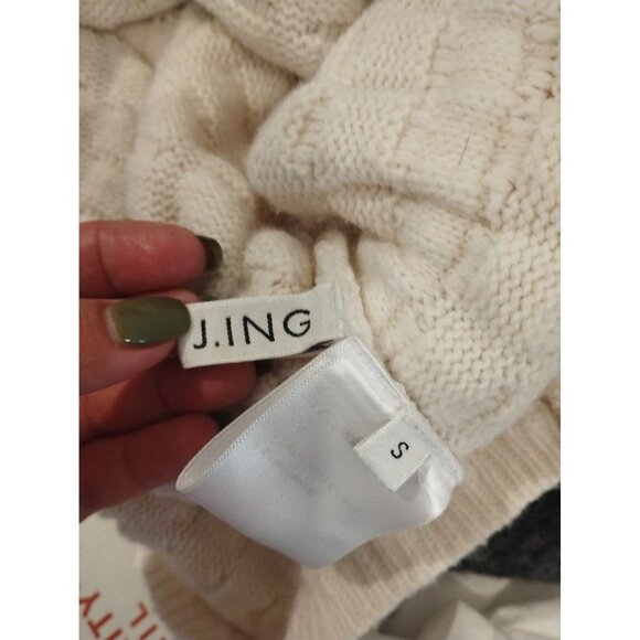 j.ing Ivory Cream Popcorn Knit Textured Drawstring Bell Sleeve sweater S - Picture 7 of 13